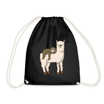 Faultierreiten Lama Entzückender flauschiger Lama & Faultier - Turnbeutel - Schwarz - Vorne