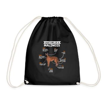 Anatomy Of A Malinois Funny Dog Owner Gift - Drawstring Bag - black - Front