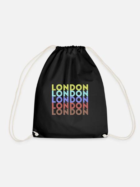 Vintage London Souvenir - Retro London - Drawstring Bag - black
