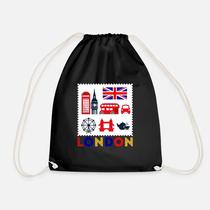 Souvenir de Londres vintage - timbre rétro de Londres - Sac de sport léger - noir