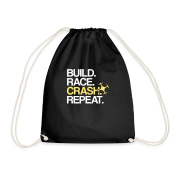 Build Race Crash Repeat | Pilote de drone drone - Sac de sport léger - noir - Devant