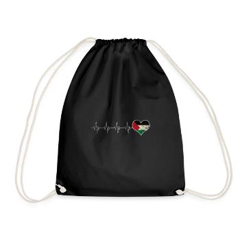 Palestine heartbeat - Drawstring Bag - black - Front