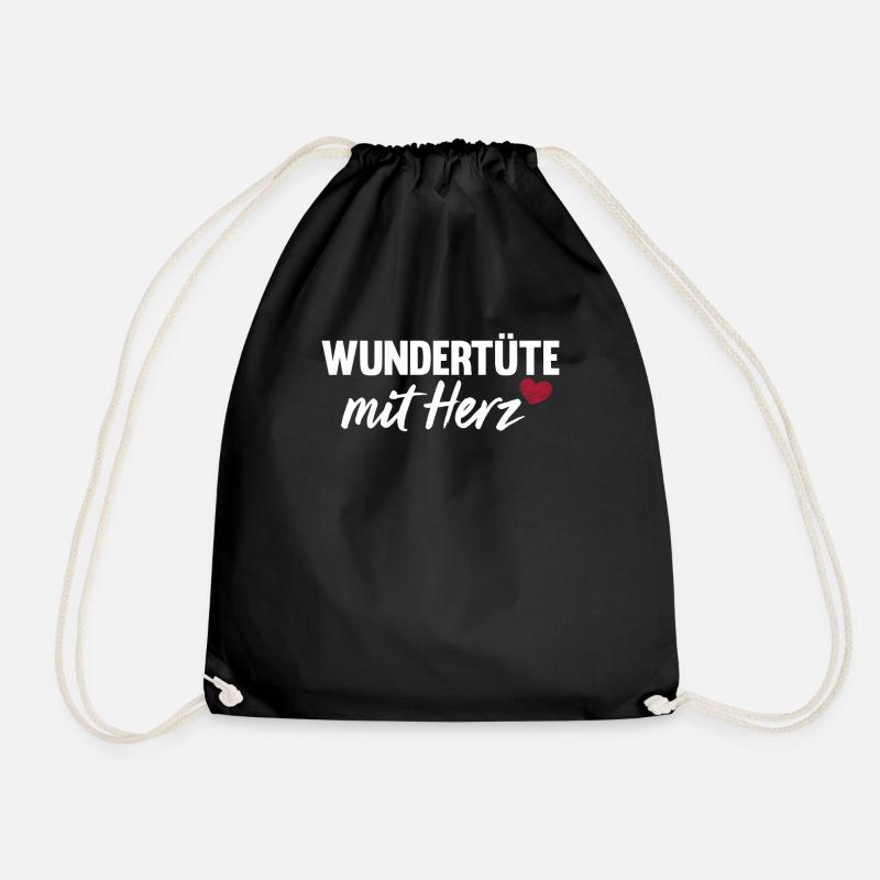 Wundertüte mit Herz Spruch - Turnbeutel - Schwarz