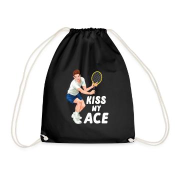 Funny Kiss My Ace Tennis Pun Tennis Players gift - Drawstring Bag - black - Front