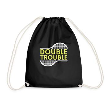 Funny Tennis Double Trouble Tennis Players gift - Drawstring Bag - black - Front