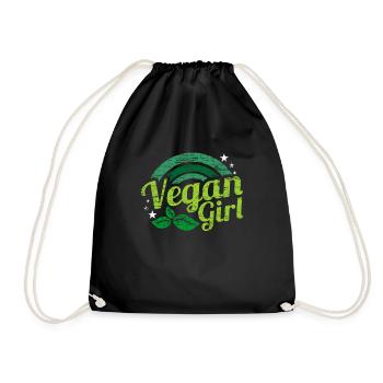 Veganerin Geschenk - Turnbeutel - Schwarz - Vorne
