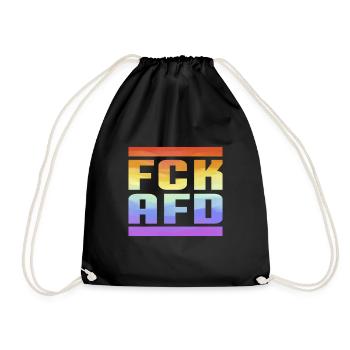 FCK AFD Regenbogenfarben Die Welt ist bunt - Turnbeutel - Schwarz - Vorne