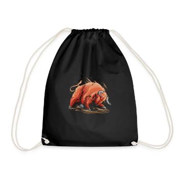 Taurus bull zodiac rodeo ox gift - Drawstring Bag - black - Front