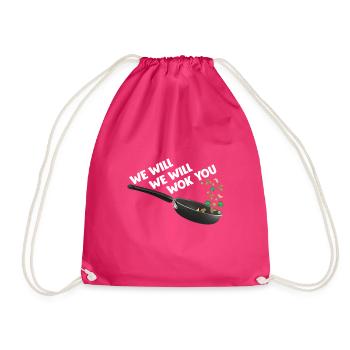Funny cooking asian cuisine food wok cook - Drawstring Bag - fuchsia - Front