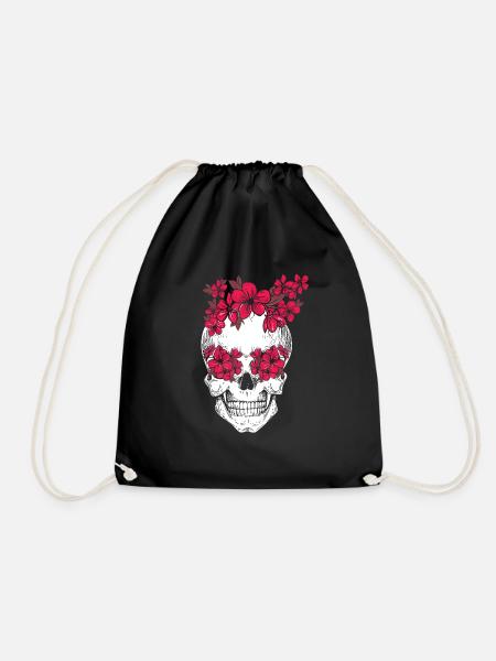 Mexikanisch Totenkopf Blume Florist Cinco de Mayo - Turnbeutel - Schwarz