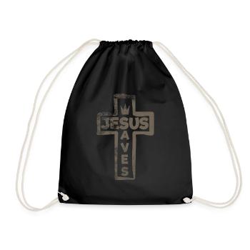 Jesus - Jesus Saves - Drawstring Bag - black - Front