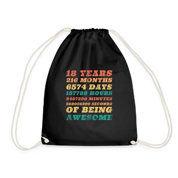 18th birthday - Drawstring Bag - black - Front