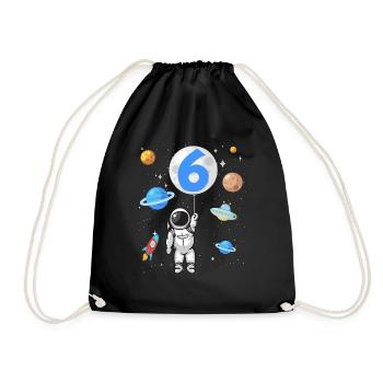 Astronaut Rakete 6. Geburtstag Weltraum 6 Jahre - Turnbeutel - Schwarz - Vorne