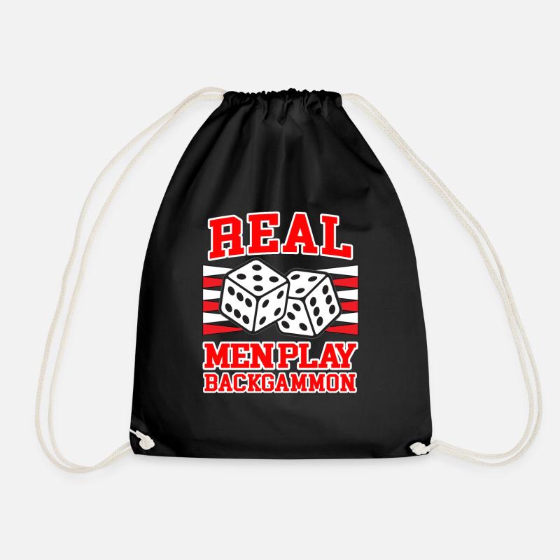 REAL MEN PLAY BACKGAMMON Brettspiel Humor - Turnbeutel - Schwarz