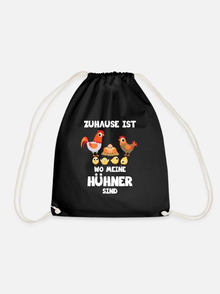 Zuhause ist wo meine Hühner sind - Turnbeutel - Schwarz