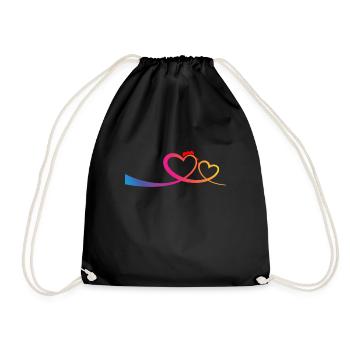 Hen and chick in love chickens - Drawstring Bag - black - Front