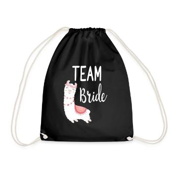 Team Bride Braut Alpaca Lama Alpaka JGA Party - Drawstring Bag - black - Front