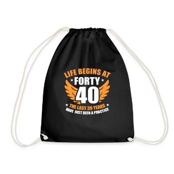 40th birthday - Drawstring Bag - black - Front