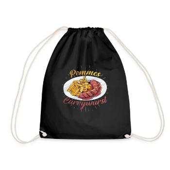 Pommes Currywurst - Turnbeutel - Schwarz - Vorne