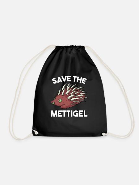 Mettigel Mettbrötchen für Fleischliebhaber - Turnbeutel - Schwarz