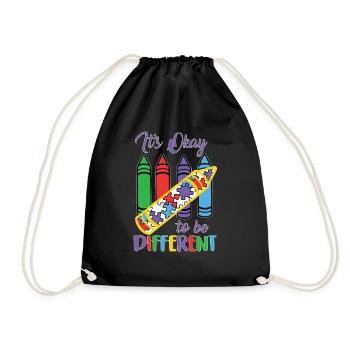 It's Okay To Be Different - Autism Puzzle ASD - Drawstring Bag - black - Front