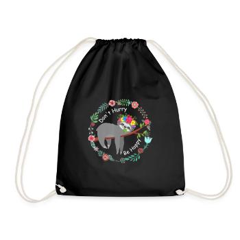 Dont Hurry Be Happy Lazy Sloth Sloth Lazy Cute Slo - Drawstring Bag - black - Front