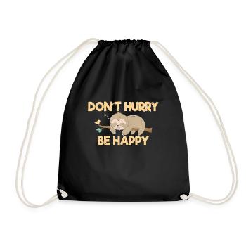 Dont Hurry Be Happy Sleepy Sloth Animal Lazy Perso - Drawstring Bag - black - Front