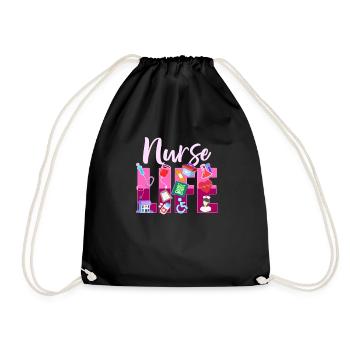 Womens Nurse Life Geschenkdruck Abschlussschule RN - Turnbeutel - Schwarz - Vorne