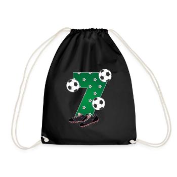 Fußball 7. Geburtstag Fußballer 7 Jahre Kinder - Turnbeutel - Schwarz - Vorne