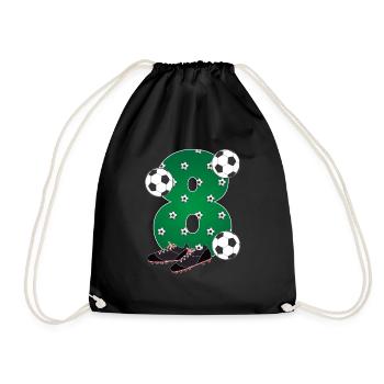 Football 8th birthday Footballer 8 years children - Drawstring Bag - black - Front