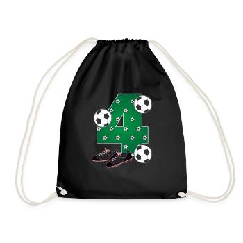 Football 4th birthday Footballer 4 years children - Drawstring Bag - black - Front