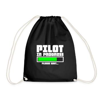 Pilot aviator - Drawstring Bag - black - Front