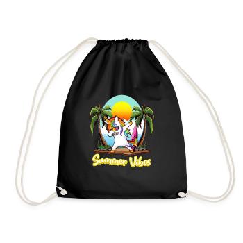 Summer Vibes Unicorn Vacation Colorful Humor - Drawstring Bag - black - Front