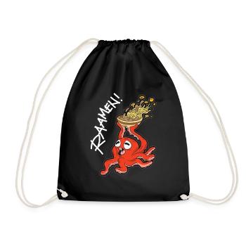 OKTUPOS RAMEN Nudeln Japanisches Essen Humor - Turnbeutel - Schwarz - Vorne