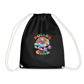 Retro Roller Girl Roller Skating Gift Design - Drawstring Bag - black - Front