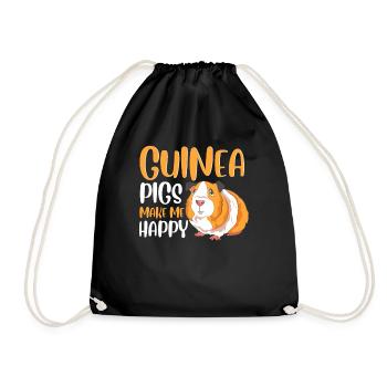 Guinea Pigs Make Me Happy Adorable Pet Guinea Pig - Drawstring Bag - black - Front
