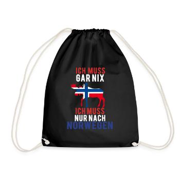 Ich muss nach Norwegen Elch Norway Urlaub Geschenk - Turnbeutel - Schwarz - Vorne