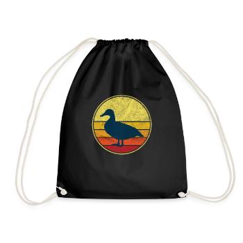 Retro duck farm animals - Drawstring Bag - black - Front