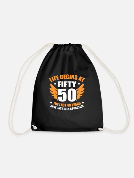 50th birthday - Drawstring Bag - black