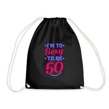 50th birthday - Drawstring Bag - black - Front