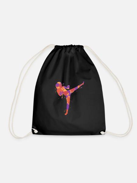 Martial arts kickboxer kickboxing martial arts - Drawstring Bag - black