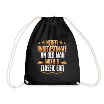 Vieil homme avec une voiture classique - Sac de sport léger - noir - Devant