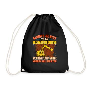 Excavator - Drawstring Bag - black - Front