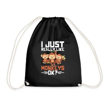 Monkey animals - Drawstring Bag - black - Front