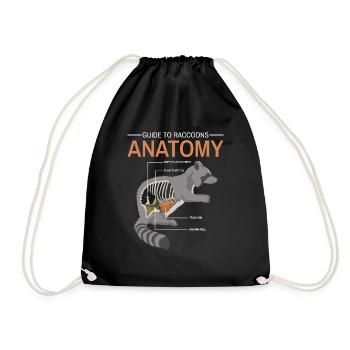 Anleitung Anatomie Waschbär - Turnbeutel - Schwarz - Vorne