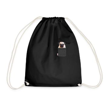 Mops in der Tasche lustiger Hundeliebhaber - Turnbeutel - Schwarz - Vorne