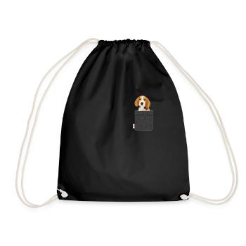 Beagle in pocket funny dog lover - Drawstring Bag - black - Front