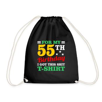55. Geburtstag - Turnbeutel - Schwarz - Vorne