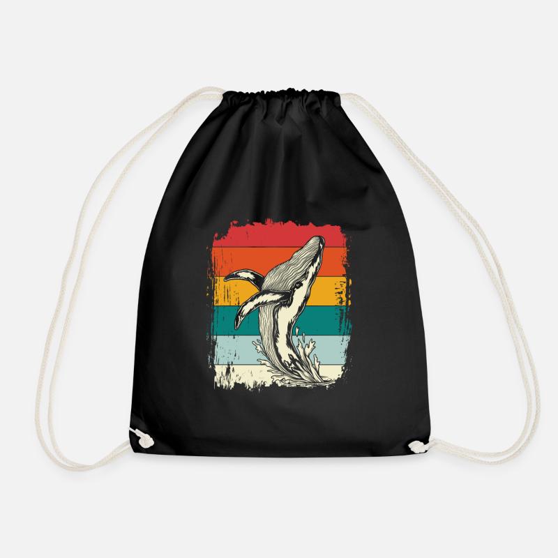 killer whale - Drawstring Bag - black