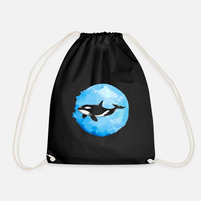 Killer whale orca fish - Drawstring Bag - black